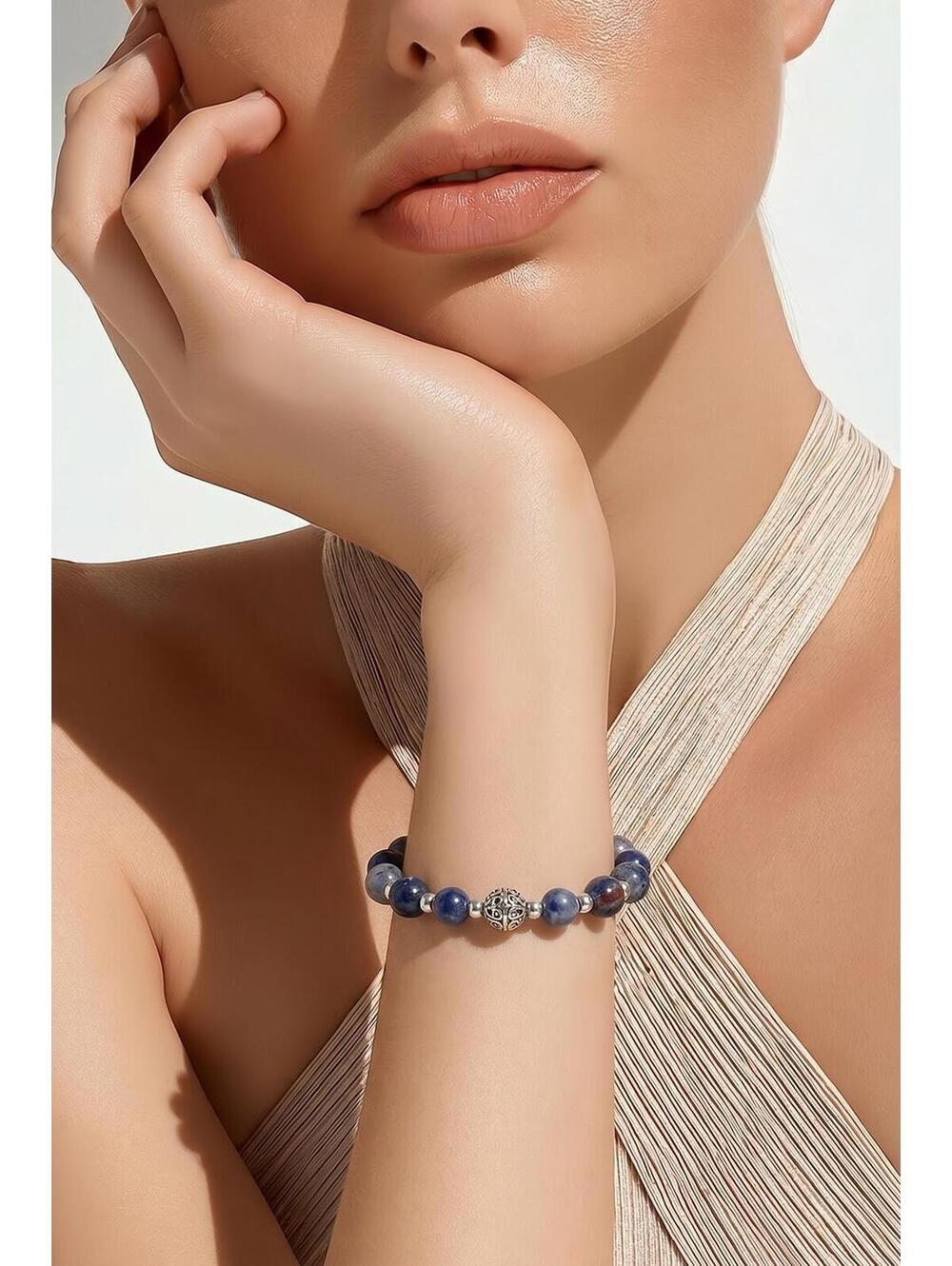 Blue Sodalite Artisan Bracelet – Handmade Elegance